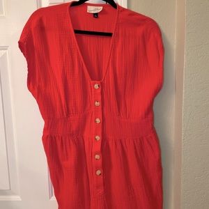 Red romper with pockets